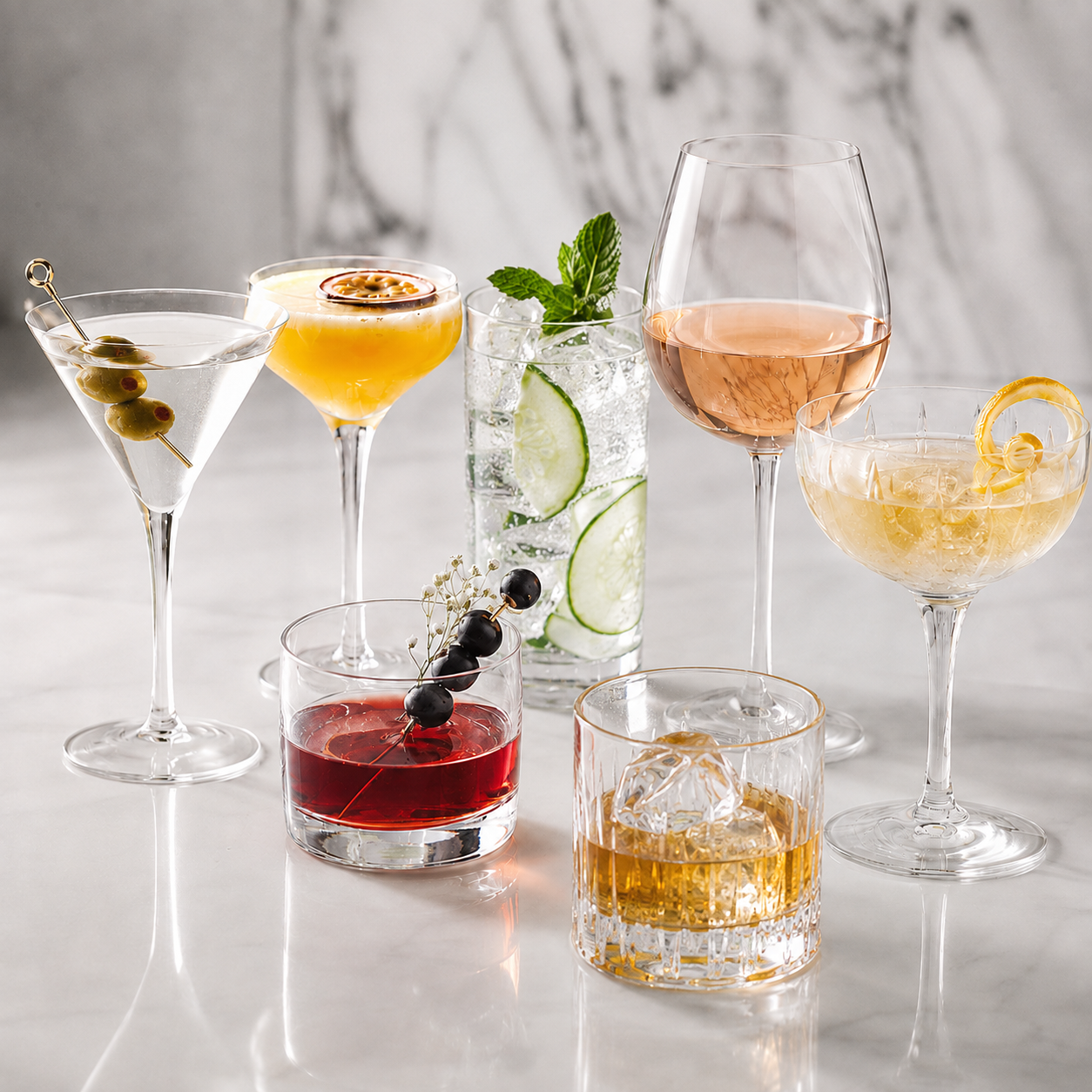 Selección de vasos y copas para establecimientos de hospitalidad y gastronomía